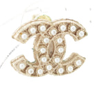 Chanel CC Logo Pearl Earrings Champagne Gold — view 4