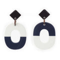 Hermes Buffalo Horn Earrings Navy White