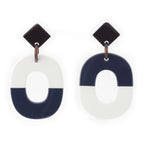 Hermes Buffalo Horn Earrings Navy White