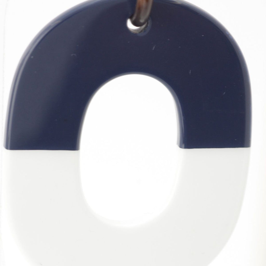 Hermes Buffalo Horn Earrings Navy White — view 6