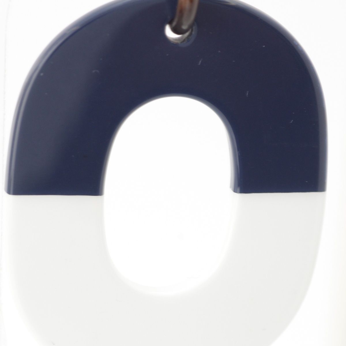 Hermes Buffalo Horn Earrings Navy White — view 6