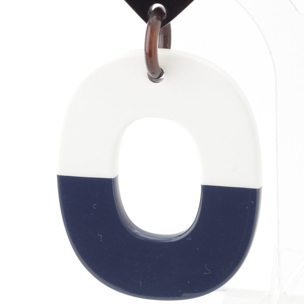 Hermes Buffalo Horn Earrings Navy White — view 3