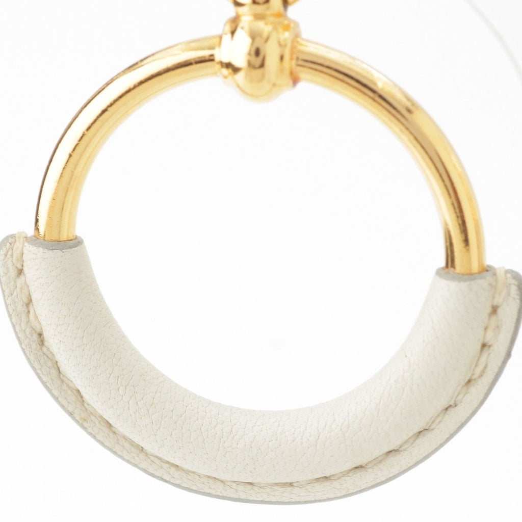 Hermes Loupe Grand Leather Earrings Gold Ivory — view 3