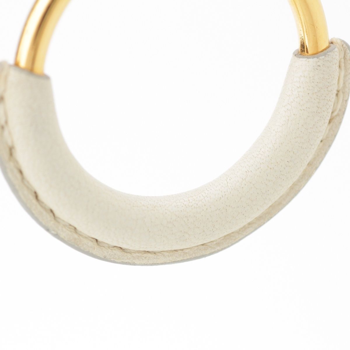 Hermes Loupe Grand Leather Earrings Gold Ivory — view 4
