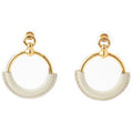 Hermes Loupe Grand Leather Earrings Gold Ivory
