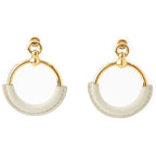 Hermes Loupe Grand Leather Earrings Gold Ivory