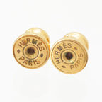 Hermes Loupe Grand Leather Earrings Gold Ivory — view 8