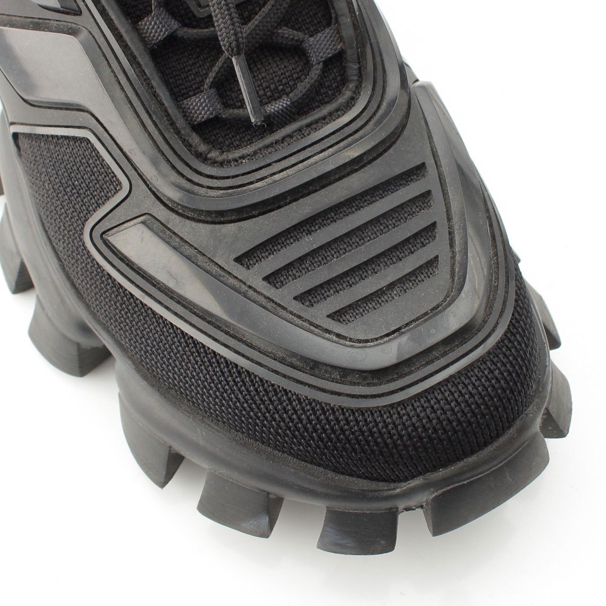 Prada Cloud Bust Sander Rubber Fabric Sneakers Black — view 6