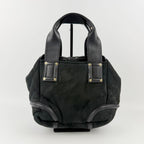Chanel CC Logo Handbag Suede Leather Black Gold Vintage — view 3