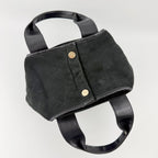 Chanel CC Logo Handbag Suede Leather Black Gold Vintage — view 6