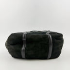 Chanel CC Logo Handbag Suede Leather Black Gold Vintage — view 7