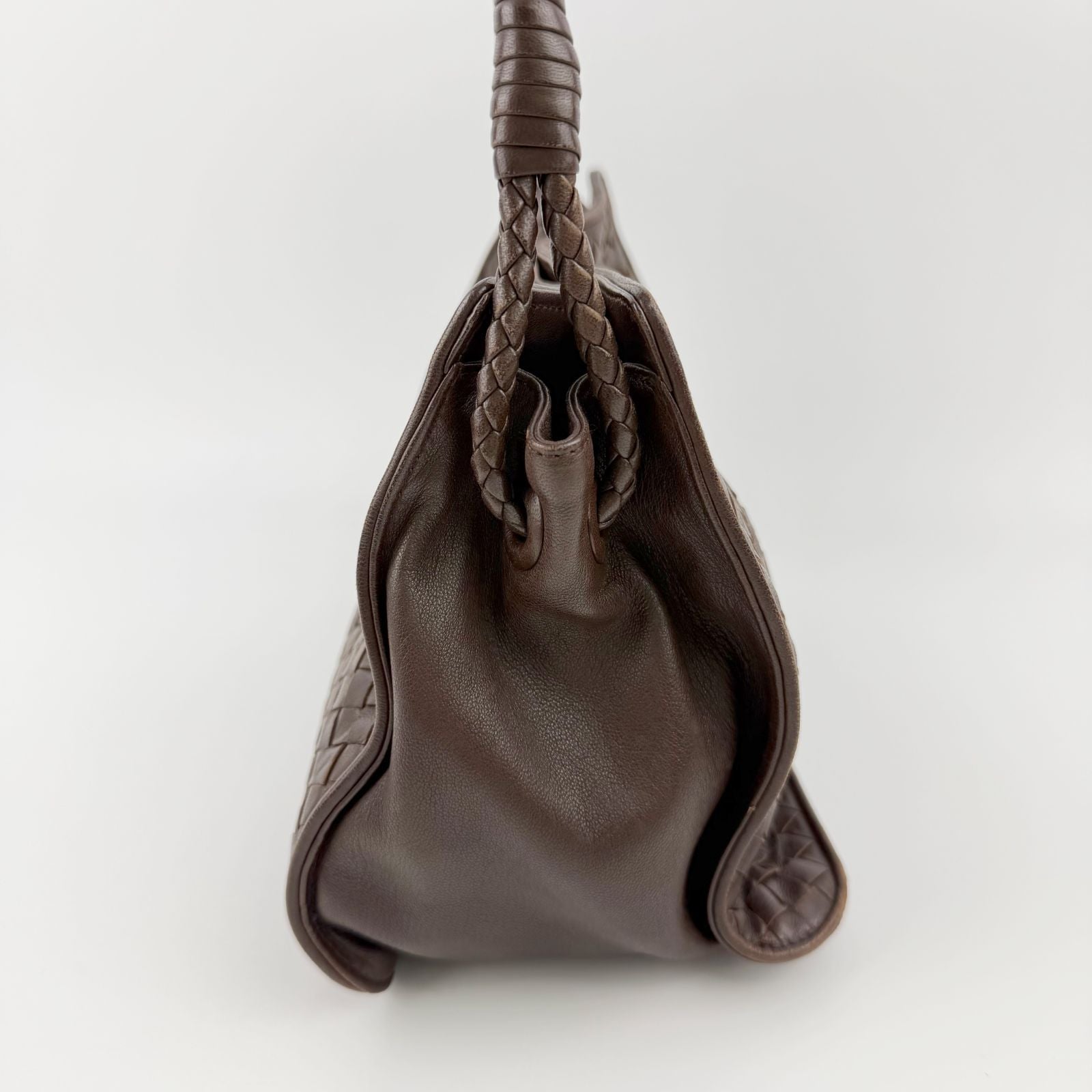 Bottega Veneta Intrecciato Shoulder Bag Leather Brown Vintage — view 5