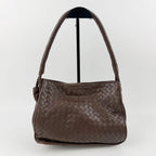 Bottega Veneta Intrecciato Shoulder Bag Leather Brown Vintage — view 3