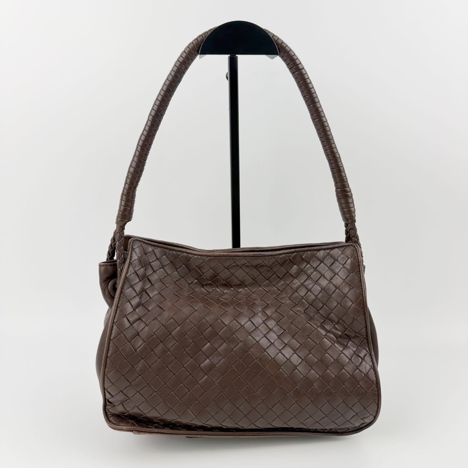 Bottega Veneta Intrecciato Shoulder Bag Leather Brown Vintage — view 3