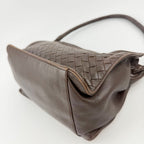 Bottega Veneta Intrecciato Shoulder Bag Leather Brown Vintage — view 9
