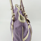 Celine Logo Charm Canvas Shoulder Bag Purple Ivory Gold Vintage — view 4
