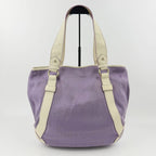 Celine Logo Charm Canvas Shoulder Bag Purple Ivory Gold Vintage — view 2