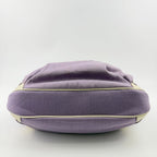 Celine Logo Charm Canvas Shoulder Bag Purple Ivory Gold Vintage — view 7
