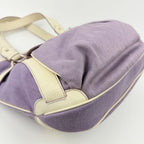 Celine Logo Charm Canvas Shoulder Bag Purple Ivory Gold Vintage — view 8