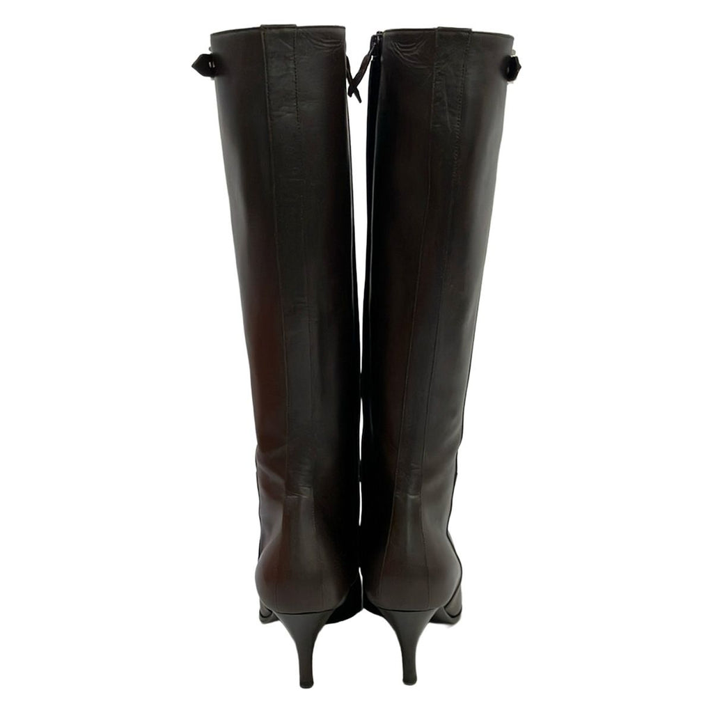 Hermes Long Boots 36 Dark Brown Leather — view 4