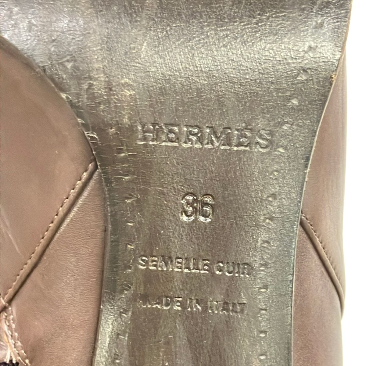 Hermes Long Boots 36 Dark Brown Leather — view 7
