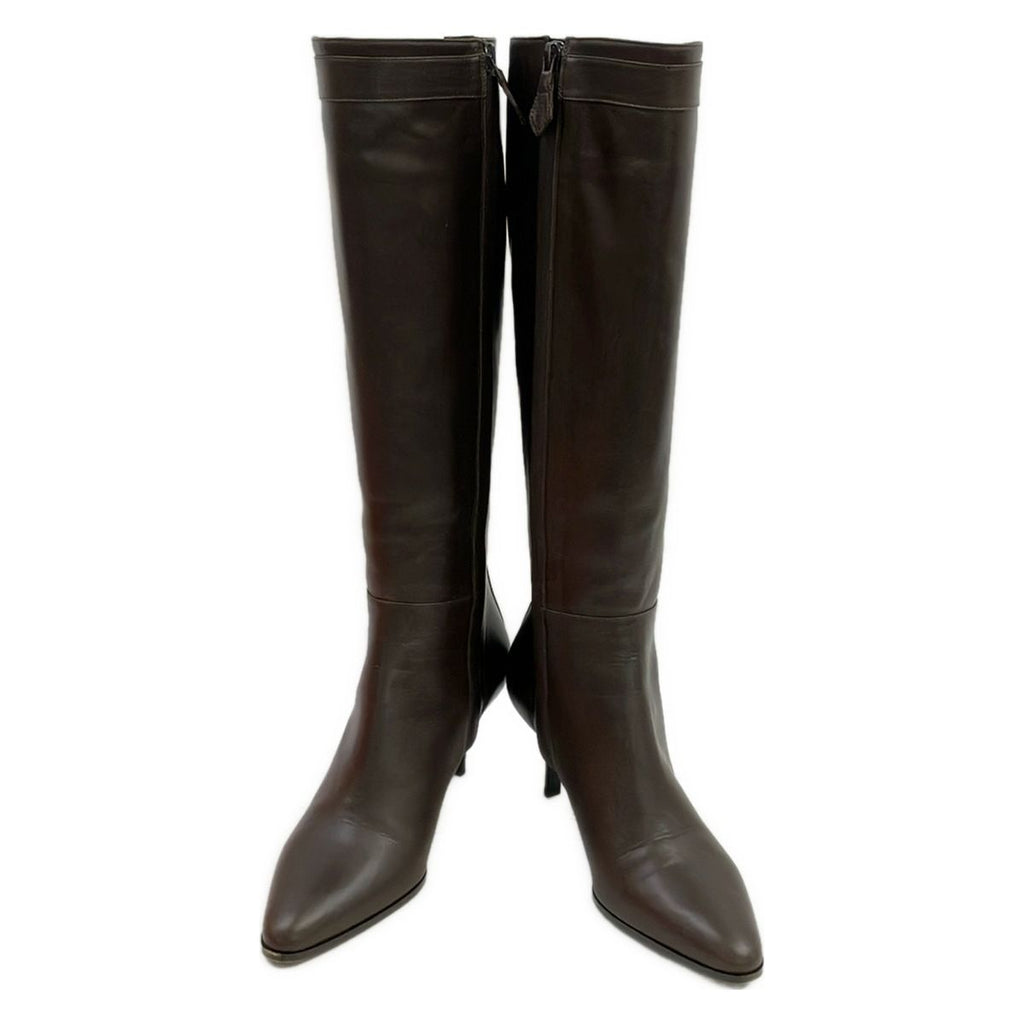 Hermes Long Boots 36 Dark Brown Leather — view 2