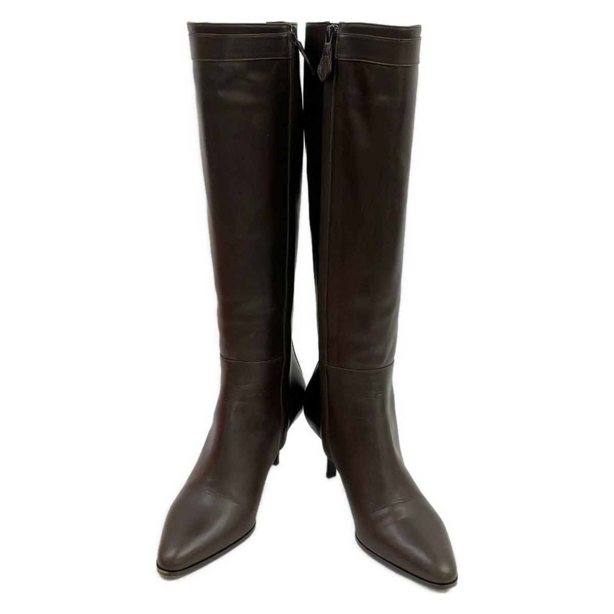 Hermes Long Boots 36 Dark Brown Leather — view 2