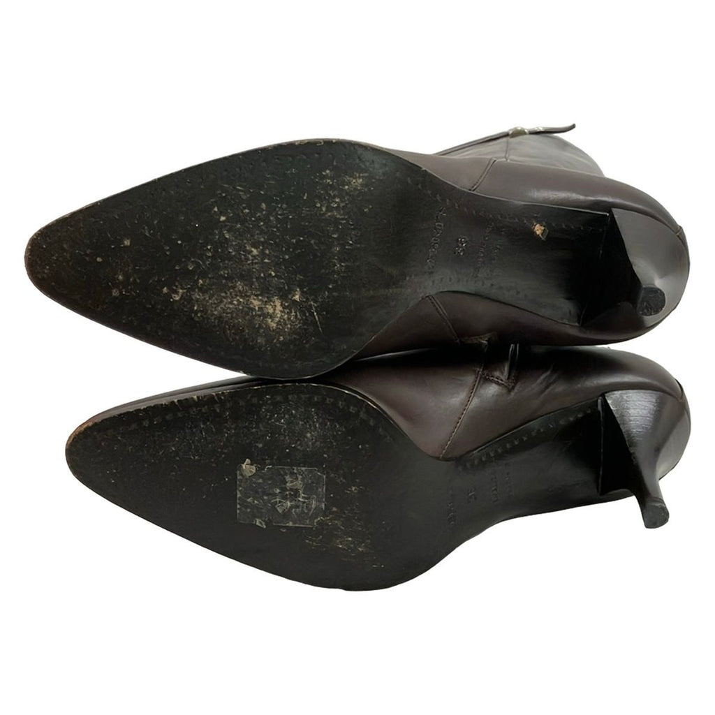 Hermes Long Boots 36 Dark Brown Leather — view 3