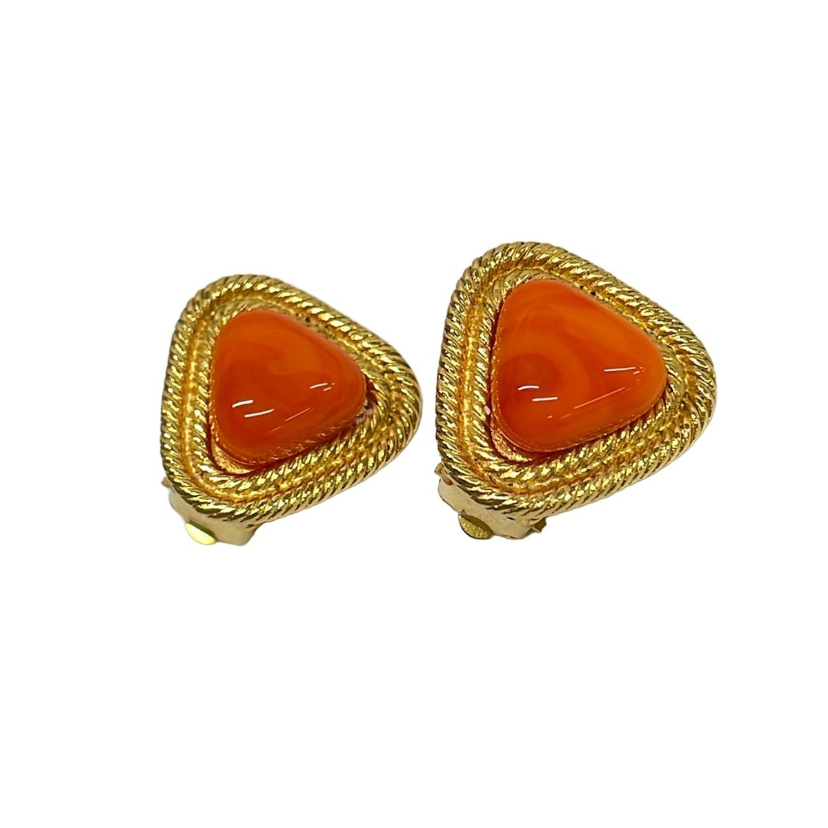 Chanel Earrings Gold Orange