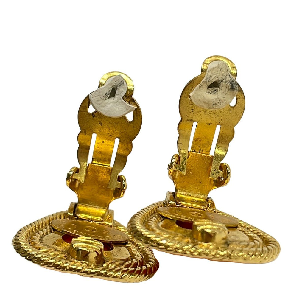 Chanel Earrings Gold Orange — view 3