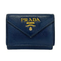 Prada Trifold Wallet Dark Navy Leather