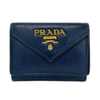 Prada Trifold Wallet Dark Navy Leather