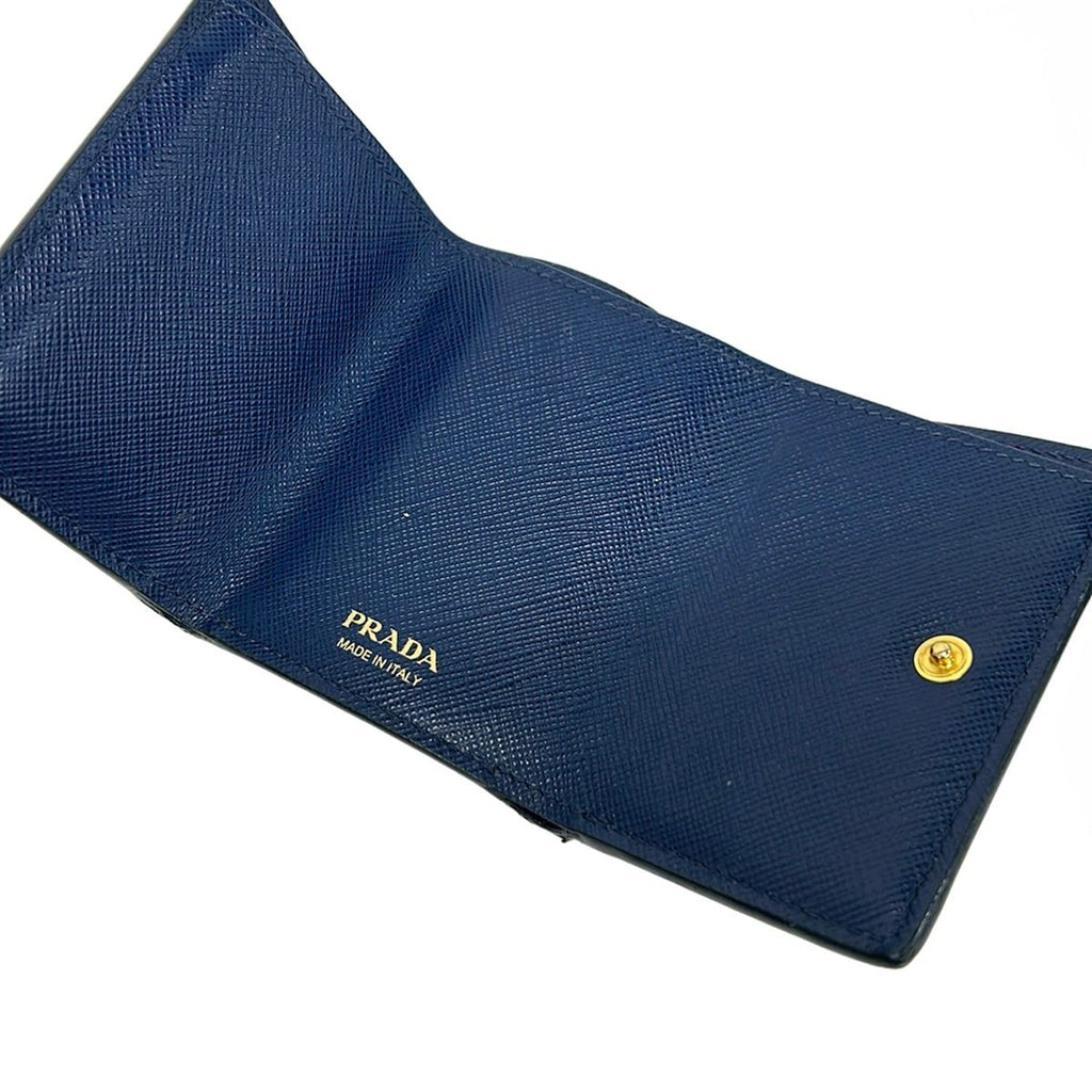 Prada Trifold Wallet Dark Navy Leather — view 3