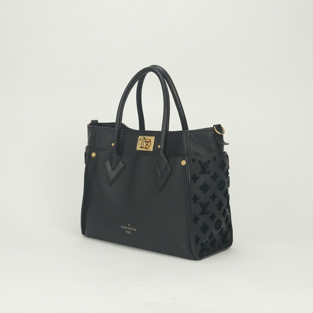 Louis Vuitton on My Side MM Tote Shoulder Bag Calf Leather Black Gold 2-Way — view 2
