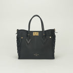 Louis Vuitton on My Side MM Tote Shoulder Bag Calf Leather Black Gold 2-Way