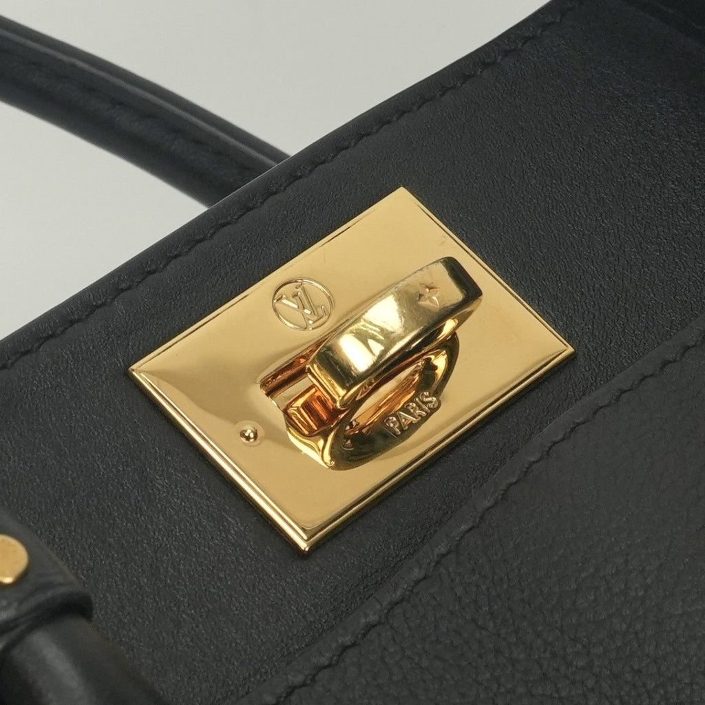 Louis Vuitton on My Side MM Tote Shoulder Bag Calf Leather Black Gold 2-Way — view 7