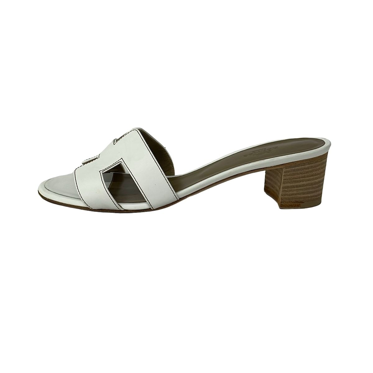 Hermes Mules 38.5 Oasis White Leather