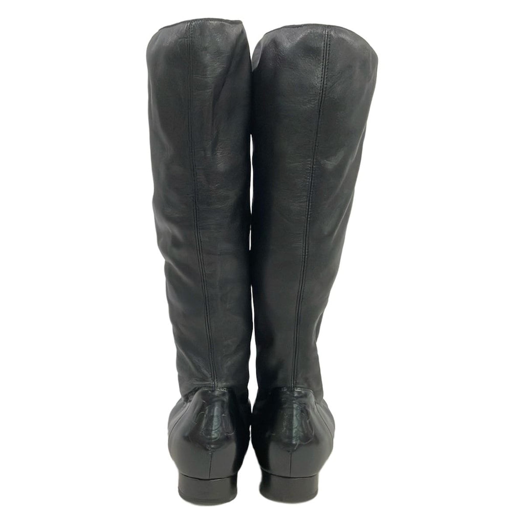 Chanel Boots 35.5 C Black Camellia Leather — view 3