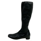 Chanel Boots 35.5 C Black Camellia Leather