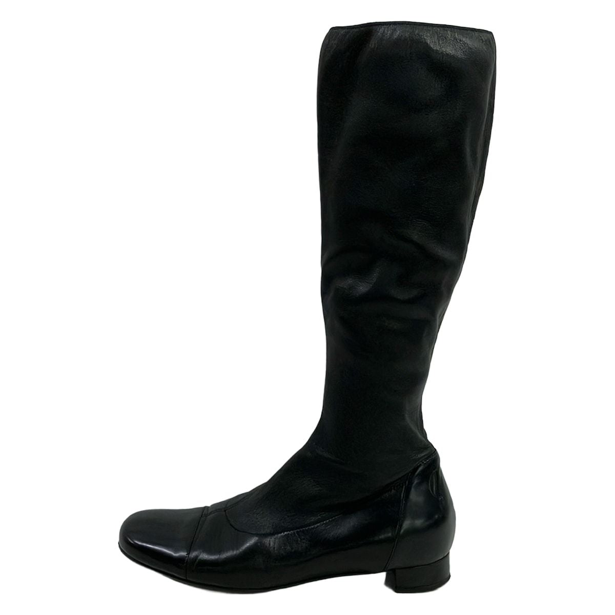 Chanel Boots 35.5 C Black Camellia Leather