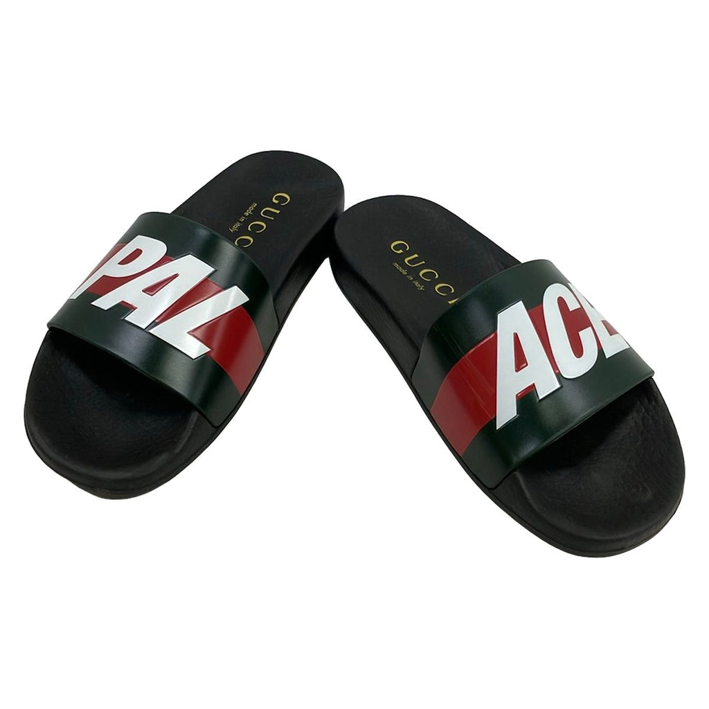 Gucci Sandals 36 Logo Web Dark Green Bordeaux White Palace Collaboration — view 2