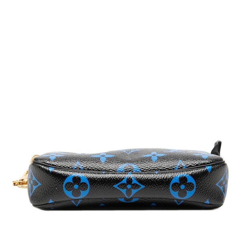 Louis Vuitton Monogram Color Mini Pochette Pouch Handbag Noir Black Blue Leather — view 3