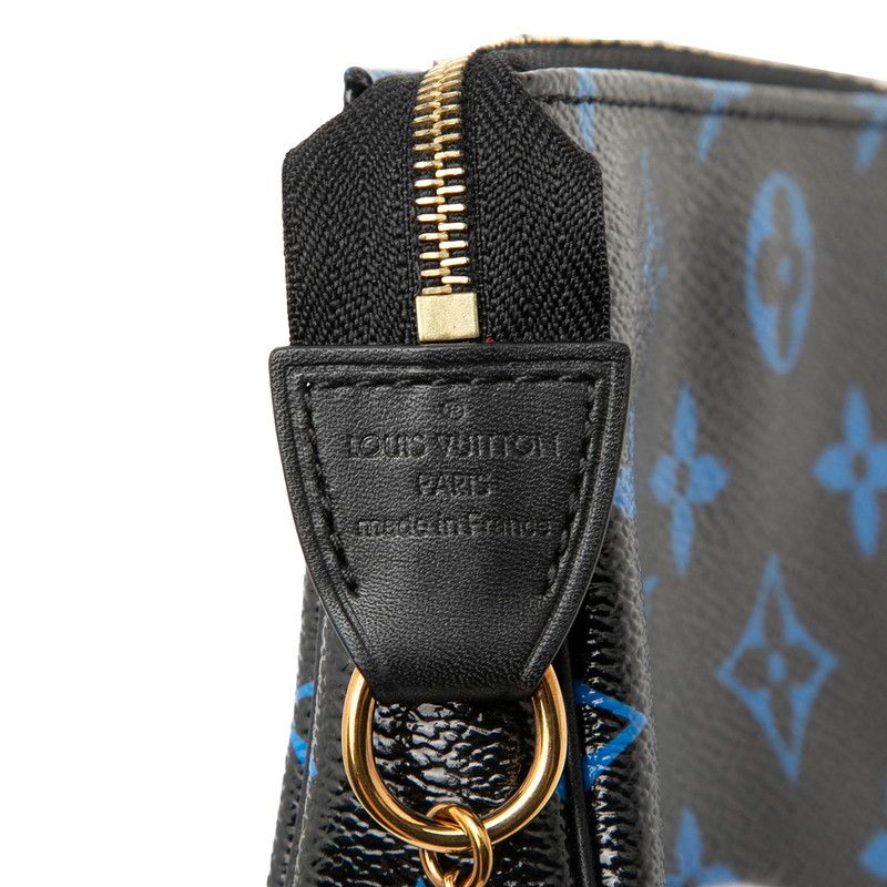 Louis Vuitton Monogram Color Mini Pochette Pouch Handbag Noir Black Blue Leather — view 5