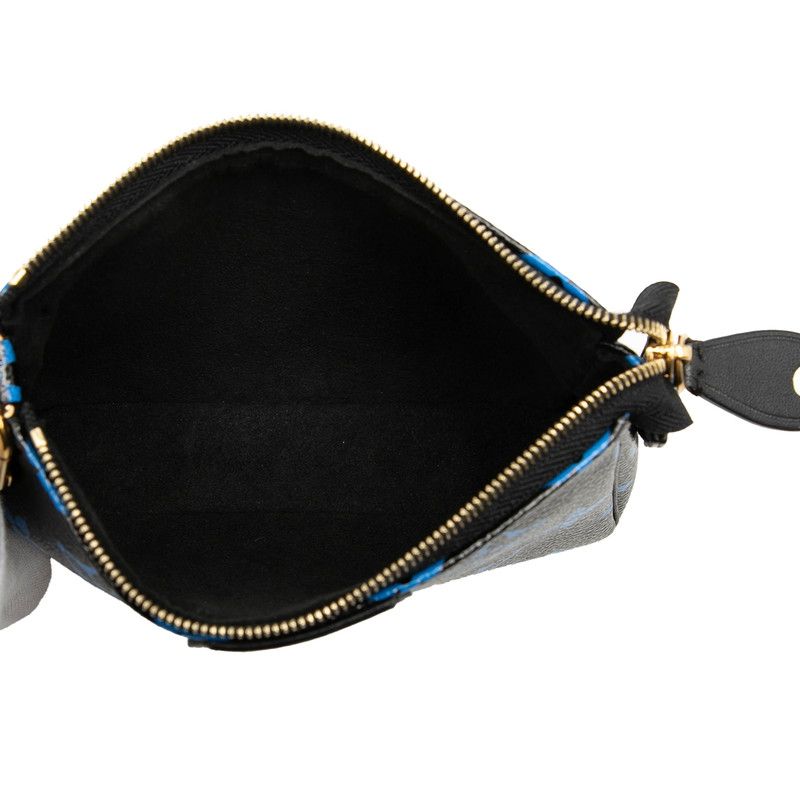 Louis Vuitton Monogram Color Mini Pochette Pouch Handbag Noir Black Blue Leather — view 4