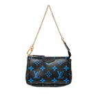 Louis Vuitton Monogram Color Mini Pochette Pouch Handbag Noir Black Blue Leather