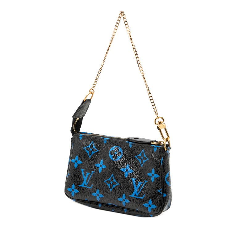 Louis Vuitton Monogram Color Mini Pochette Pouch Handbag Noir Black Blue Leather — view 2