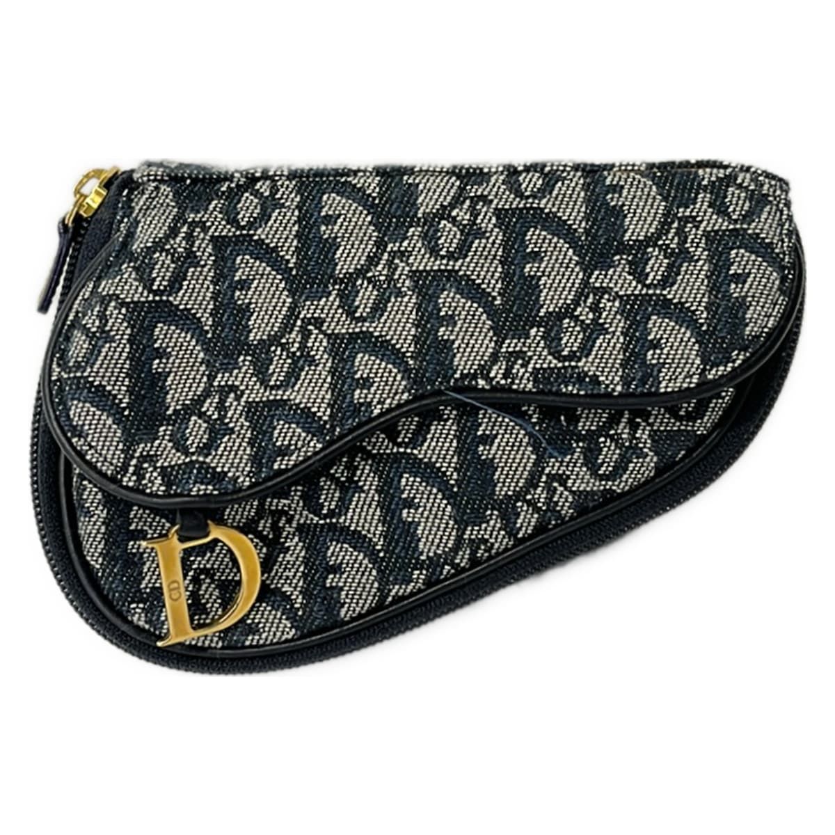 Dior Pouch Logo Glam Navy Dark Multi Leather