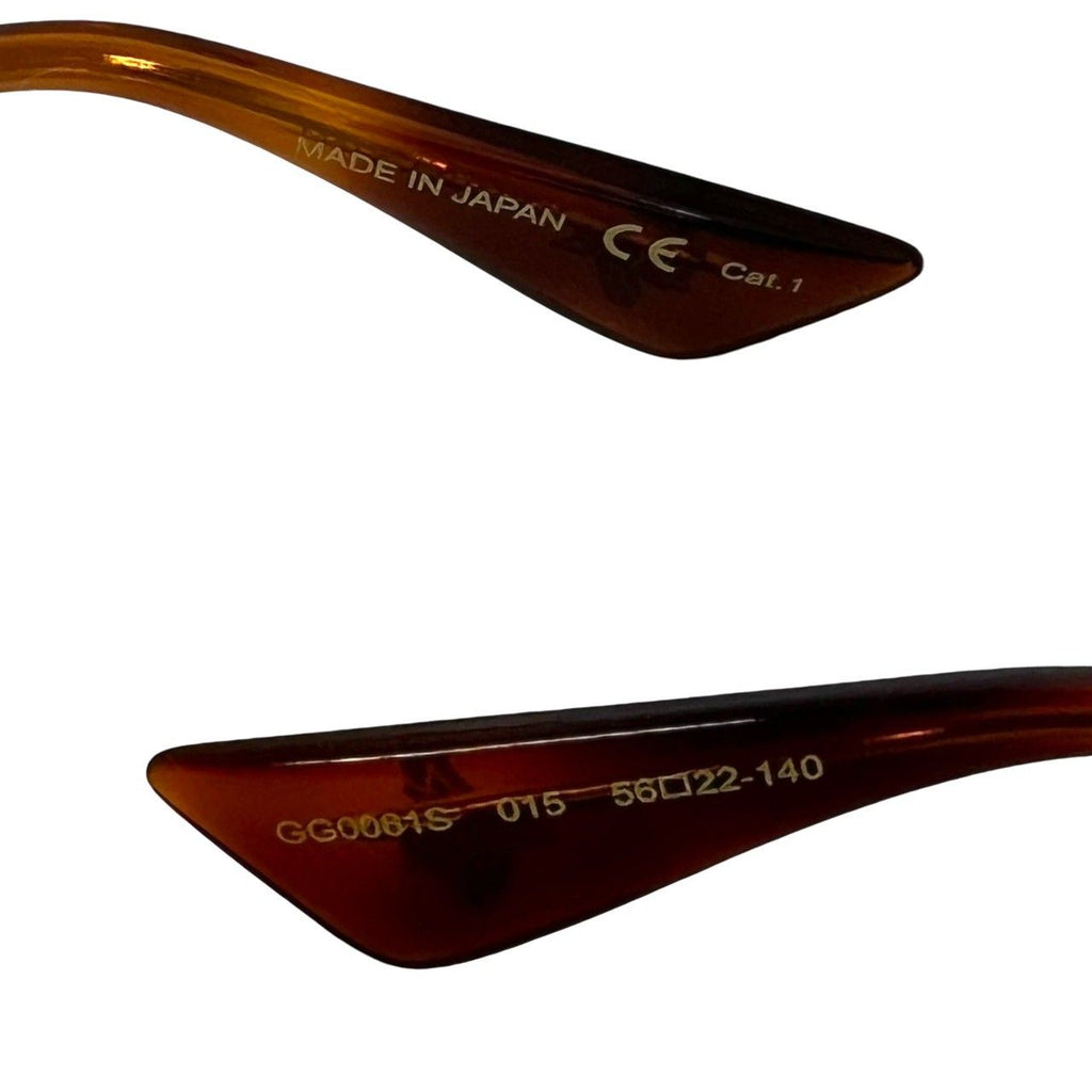 Gucci Tricolor Ruby Logo Acetate Round Frame Sunglasses Eyewear Gold with — view 2