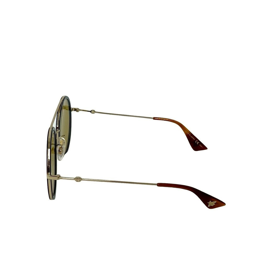 Gucci Tricolor Ruby Logo Acetate Round Frame Sunglasses Eyewear Gold with — view 5
