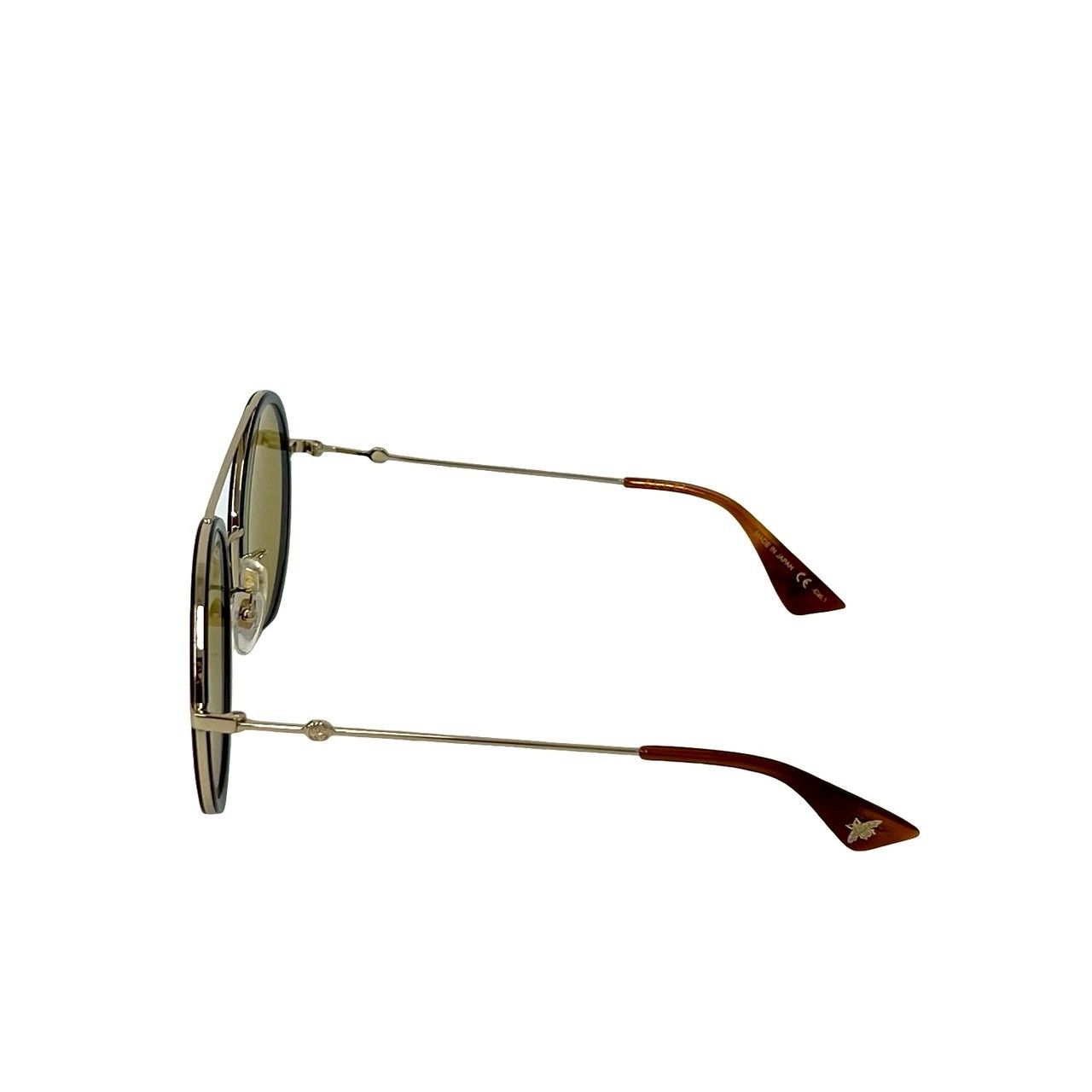 Gucci Tricolor Ruby Logo Acetate Round Frame Sunglasses Eyewear Gold with — view 5
